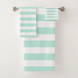 Seafood green &amp; White Striped Bath Towels