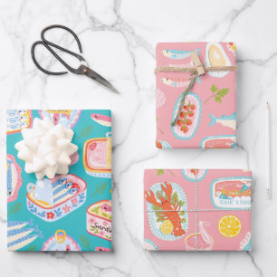Seafood lobster sardines oysters fish wrapping pap paper sheets