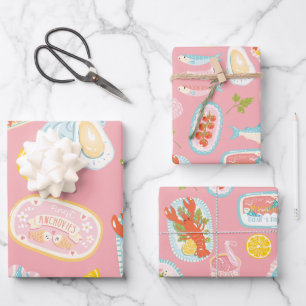 Seafood lobster sardines oysters fish wrapping paper sheets