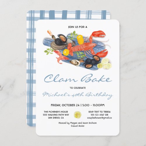 Seafood Low Country Clam Bake Party Invitation