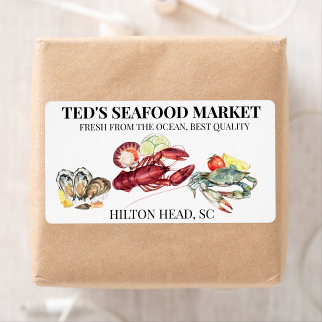 Seafood Market Business Lobster Crab Label (Insitu)