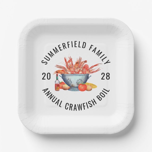 Seafood Matching Family Crawfish Boil Party Paper Plates (Front)