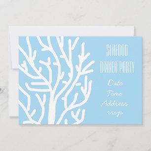 Seafood ocean coral theme dinner party invitation