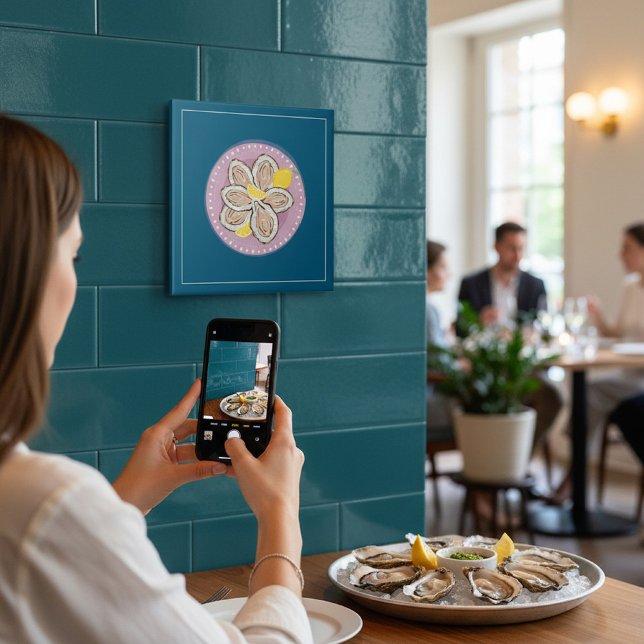 Seafood Oyster Platter Lemon Design Ceramic Tile (Creator Uploaded)