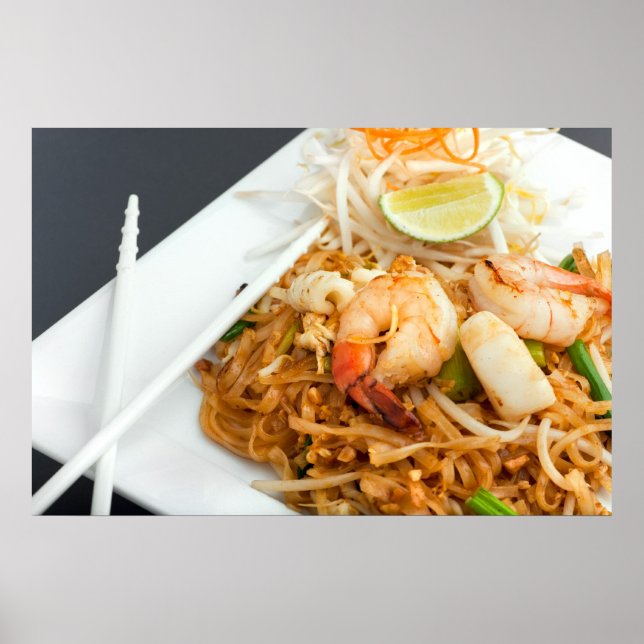 Seafood Pad Thai Fried Rice Noodles Poster (Front)