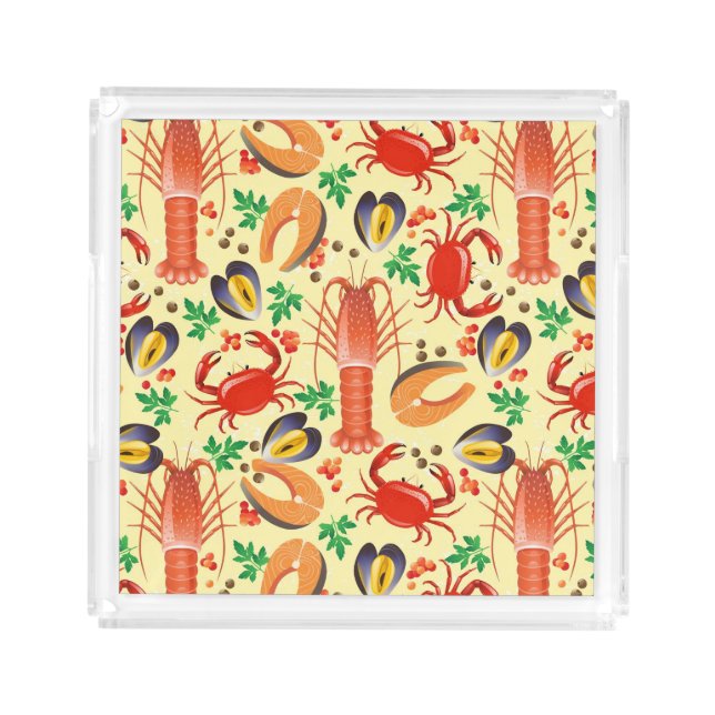Seafood Pattern Acrylic Tray (Front)