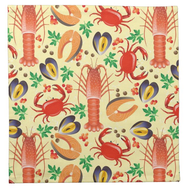 Seafood Pattern Cloth Napkin (Front)
