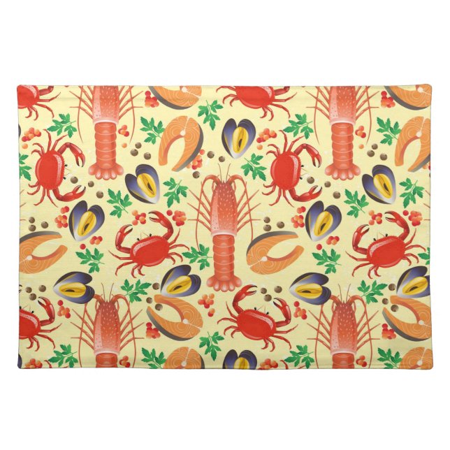 Seafood Pattern Cloth Placemat (Front)