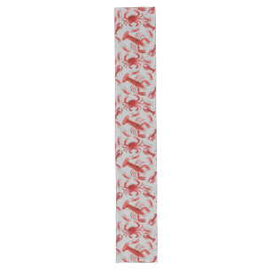 Seafood Pattern Crawfish Lobster Rustic Gray  Long Table Runner