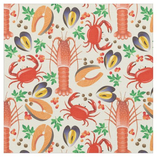 Seafood Pattern Fabric