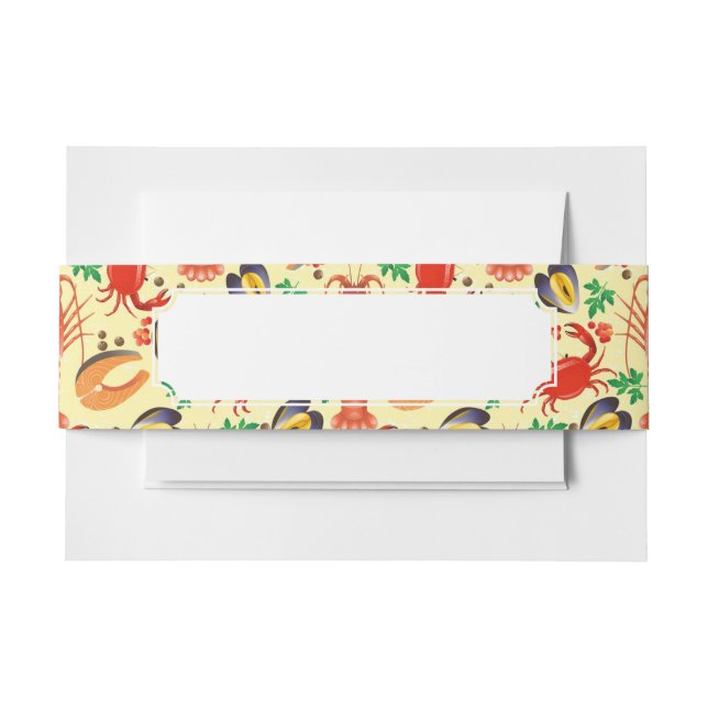Seafood Pattern Invitation Belly Band (Front Example)