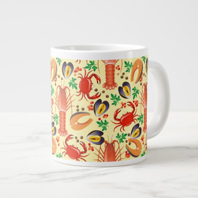 Seafood Pattern Large Coffee Mug (Front Right)