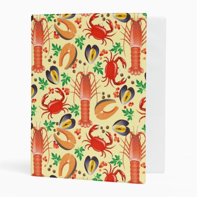 Seafood Pattern Mini Binder (Front/Inside)