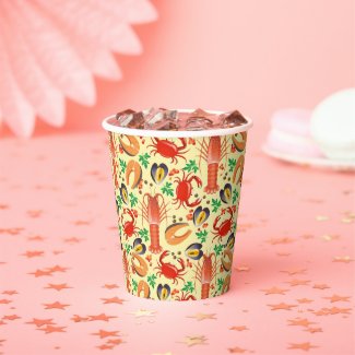 Seafood Pattern Paper Cups