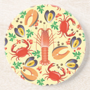 Seafood Pattern Sandstone Coaster