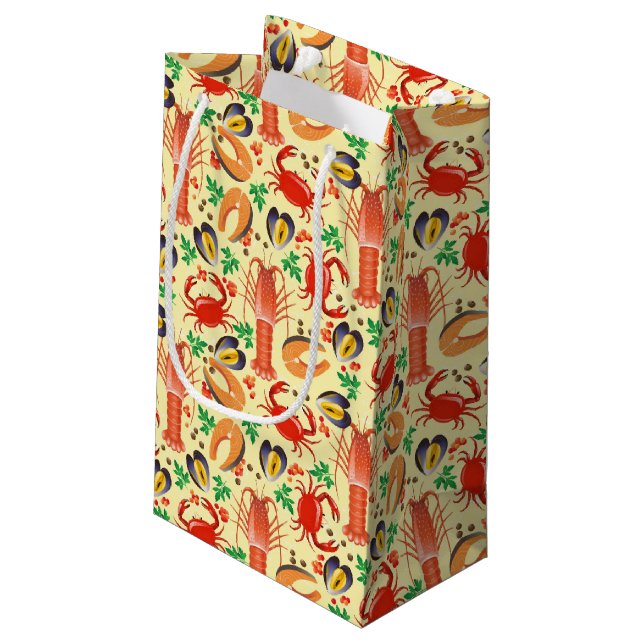 Seafood Pattern Small Gift Bag (Back Angled)