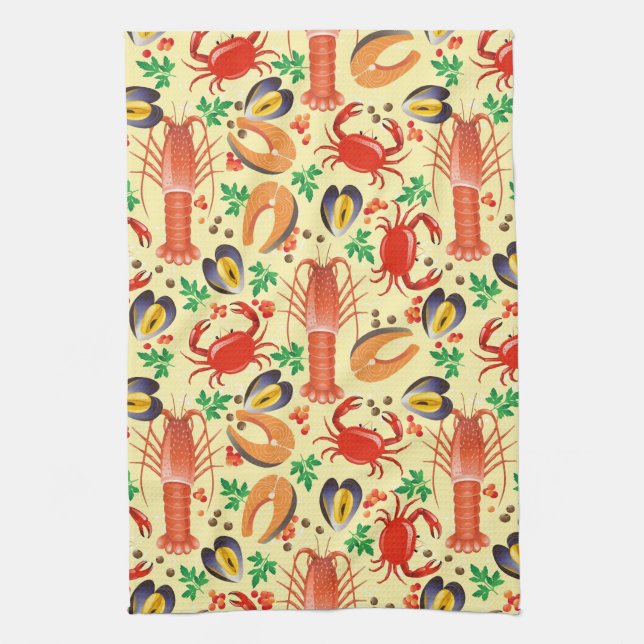 Seafood Pattern Towel (Vertical)