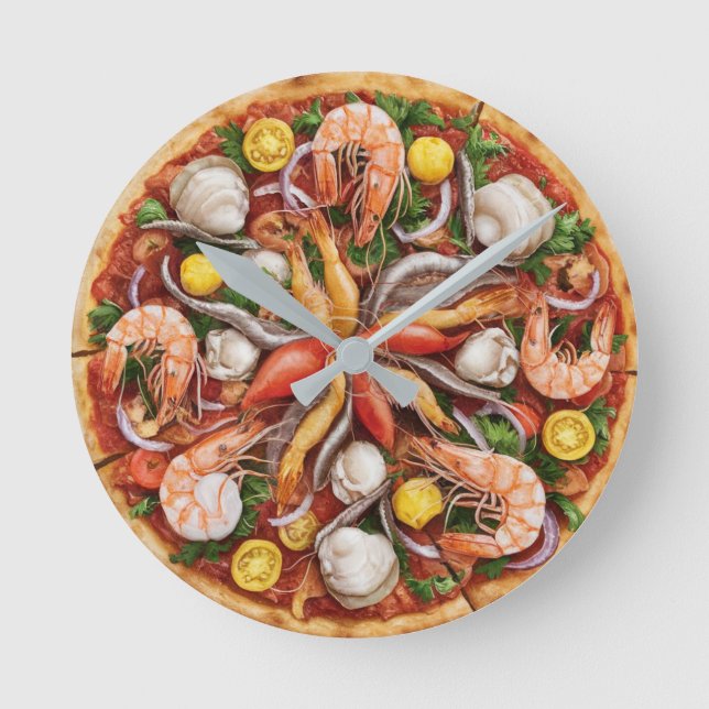 Seafood Pizza Round Clock (Front)