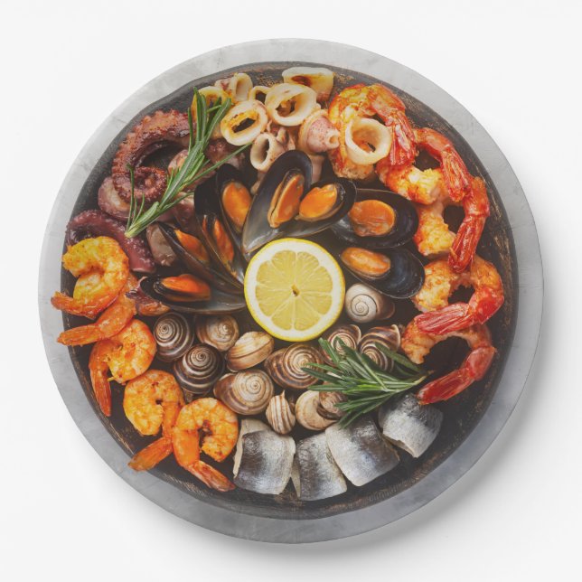 Seafood Platter Paper Plates (Front)