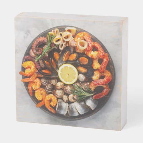 Seafood Platter Wooden Box Sign