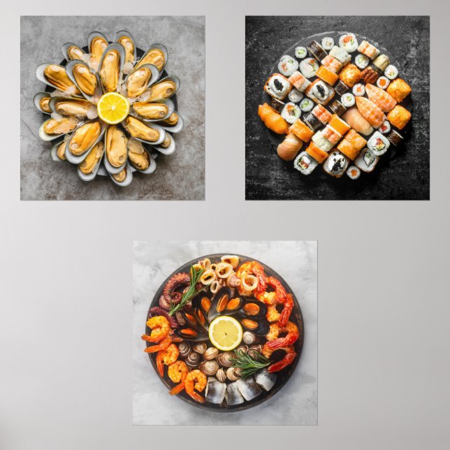 Seafood Platters Wall Art Sets (Front)