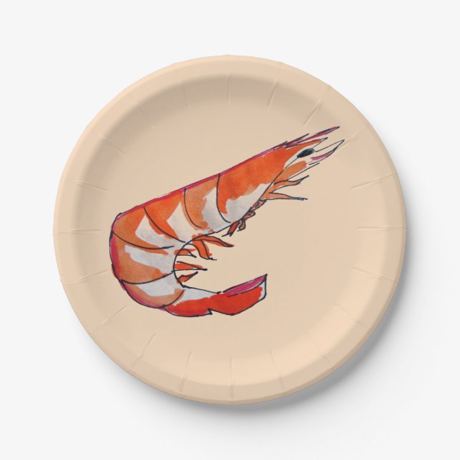 Seafood prawn shrimp dinner party or BBQ Paper Plates (Front)