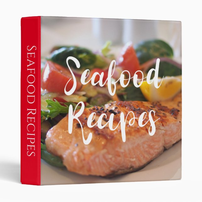 Seafood Recipes Cookbook 3 Ring Binder (Front/Spine)