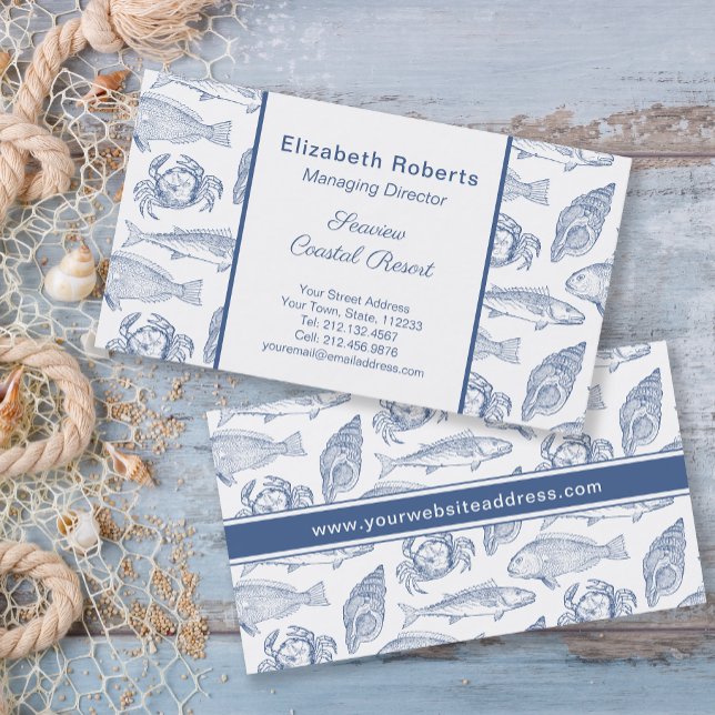 Seafood Restaurant Coastal Boutique or Resort Business Card (Creator Uploaded)