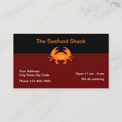 Seafood Restaurant Crab Theme Business Card