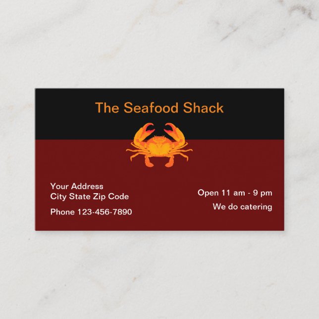 Seafood Restaurant Crab Theme Business Card (Front)