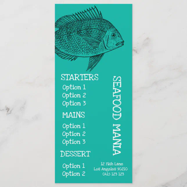 Seafood restaurant fish dinner menu Zazzle
