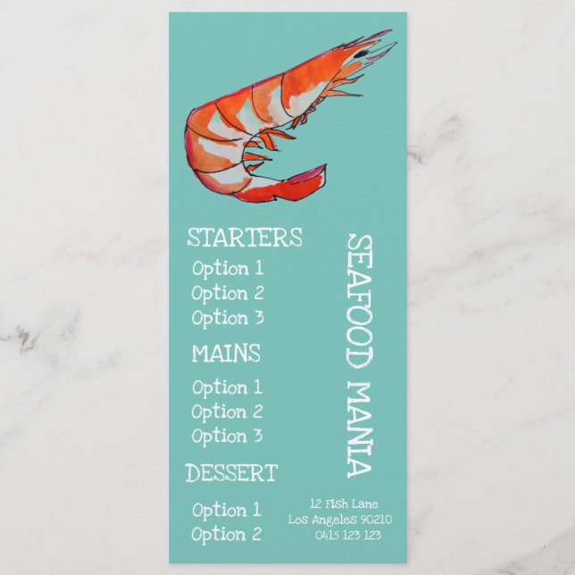 Seafood restaurant fish dinner menu (Front)