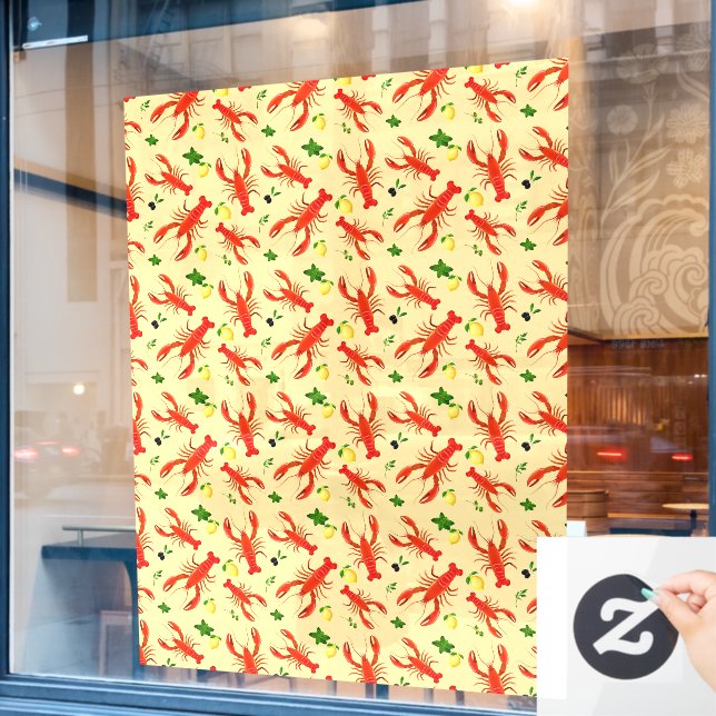 Seafood Restaurant Lobster Pattern Large Window Cling (Cafe Window)