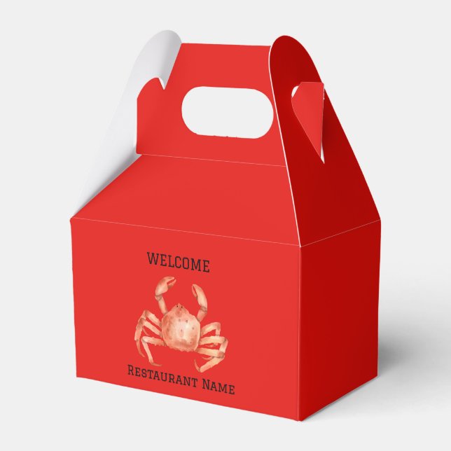 Seafood restaurant welcome red Crab Personalize Favor Boxes (Front Side)
