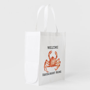 Seafood restaurant welcome red Crab Personalize Grocery Bag