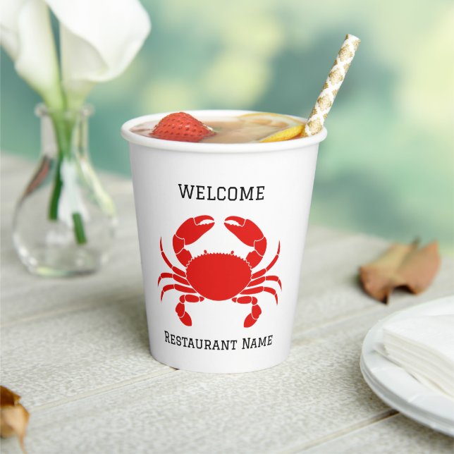 Seafood restaurant welcome red Crab Personalize na Paper Cups (Insitu)