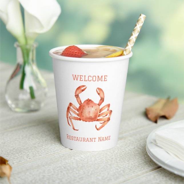 Seafood restaurant welcome red Crab Personalize Paper Cups (Insitu)