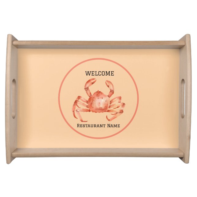 Seafood restaurant welcome red Crab Personalize Serving Tray (Front)