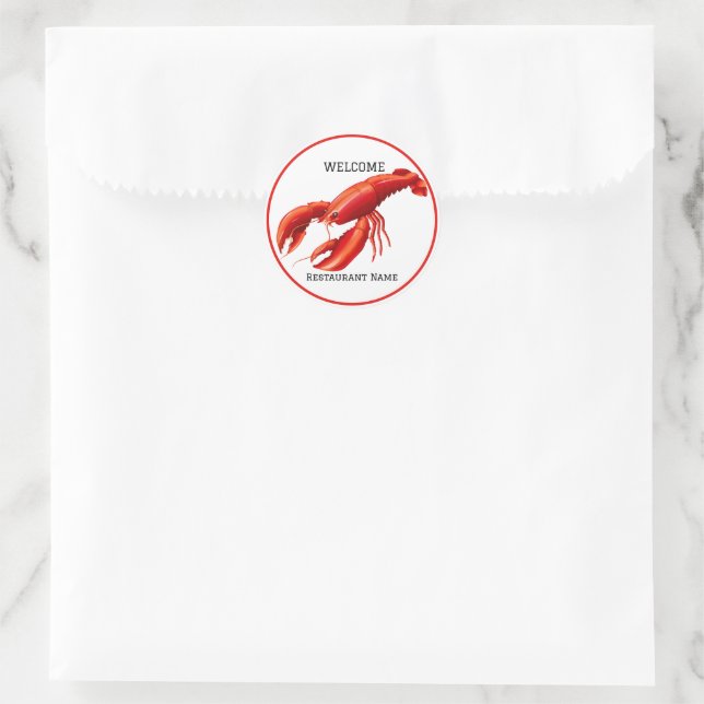 Seafood restaurant welcome red lobster Personalize Classic Round Sticker (Bag)