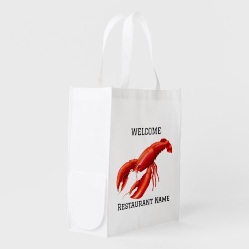 Seafood restaurant welcome red lobster Personalize Grocery Bag