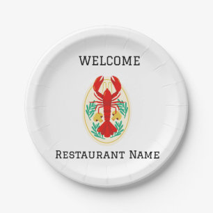 Seafood restaurant welcome red lobster Personalize Paper Plates