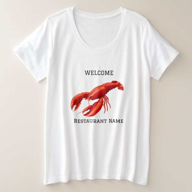 Seafood restaurant welcome red lobster Personalize Plus Size T-Shirt (Design Front)