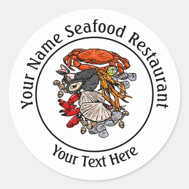 Seafood Shellfish Crab Restaurant Logo Custom 3" Classic Round Sticker (Front)