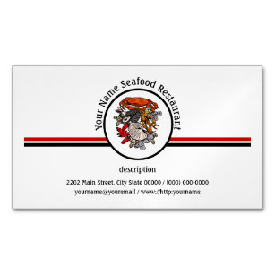Seafood Shellfish Crab Restaurant Logo Custom Business Card Magnet