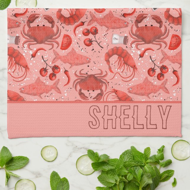 Seafood spectacular kitchen towel (Folded)