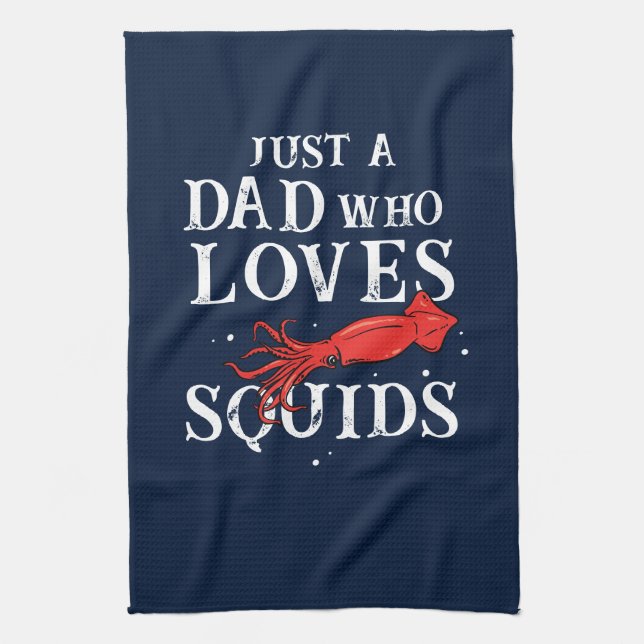 Seafood Squid Lover Chef Dad Father's Day Kitchen Towel (Vertical)