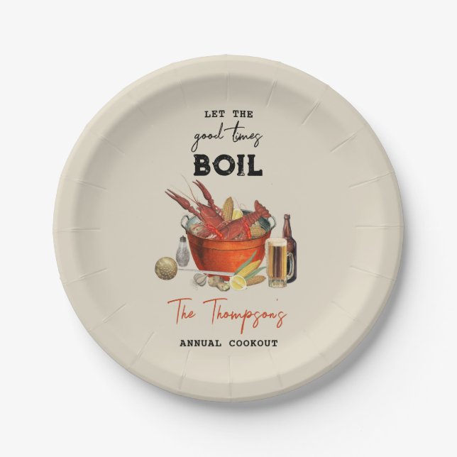 Seafood Summer Annual Crawfish Boil Party Paper Plates (Front)