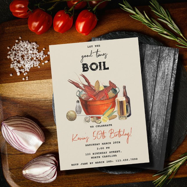 Seafood Summer Crawfish Boil Birthday Party Invitation (Στιχοι)