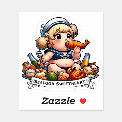 Seafood Sweetheart Sticker _ cute sailor _ retro _