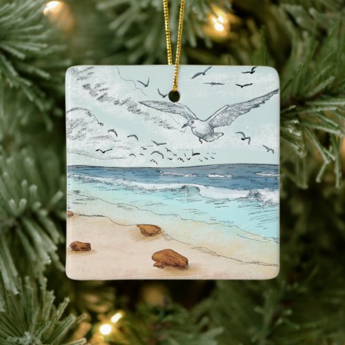 SEAGAL IN FLIGHT SKU WB0 Square Christmas Ornament